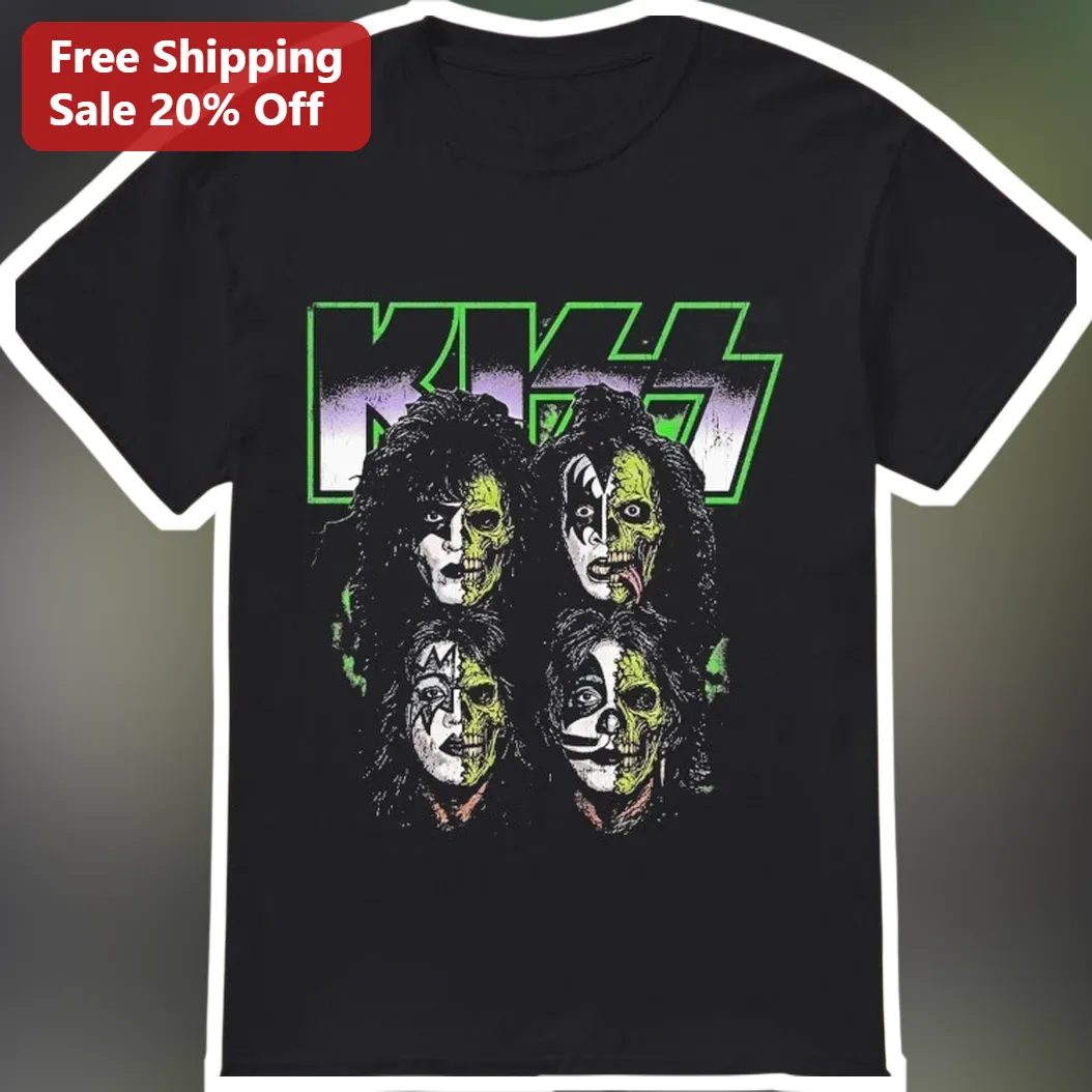 KISS Band Vintage Rock Skeleton Face Graphic Tee for Men Women
