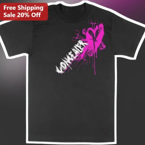 KONKREMAER Tee Pink Butterfly Surgical Scissors Medical Punk Graphic T-Shirt