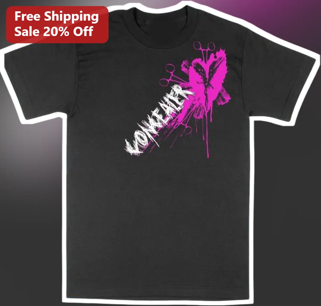 KONKREMAER Tee Pink Butterfly Surgical Scissors Medical Punk Graphic T-Shirt