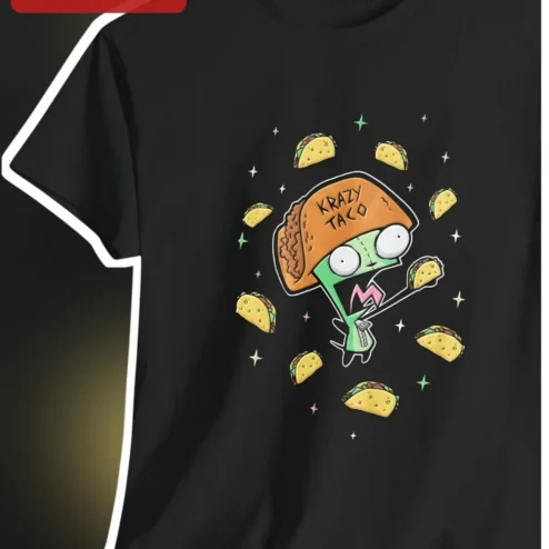 Krazy Taco Gir Alien Graphic Tee Funny Invader Zim Style Shirt for Men Women