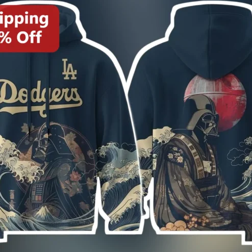 LA Dodgers Darth Vader Samurai Ukiyo-e Hoodie Los Angeles Star Wars Baseball Fan Gift