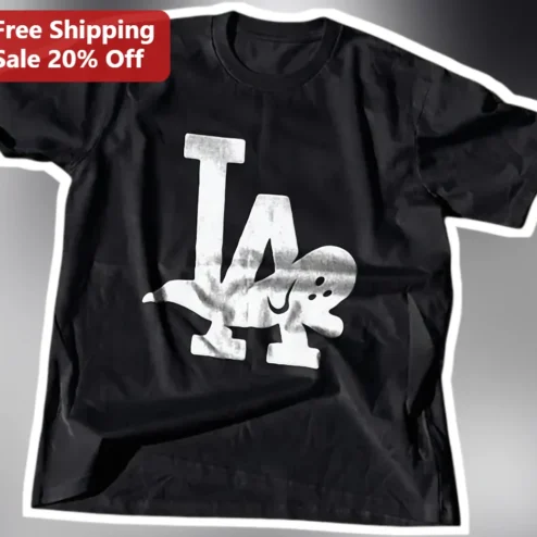 LA Dog Vintage Distressed Graphic Tee Los Angeles Streetwear Shirt