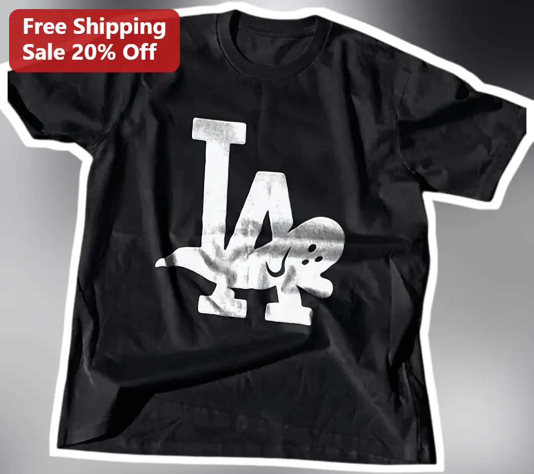LA Dog Vintage Distressed Graphic Tee Los Angeles Streetwear Shirt