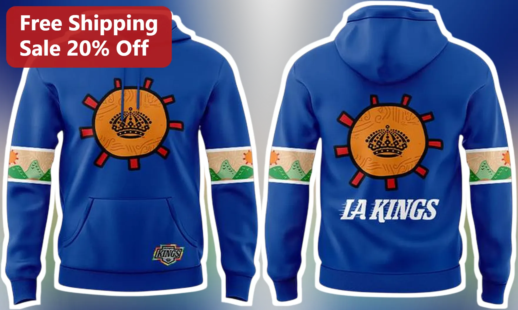 LA Kings Retro Sun Logo Pullover Hoodie Los Angeles Kings NHL Fan Apparel