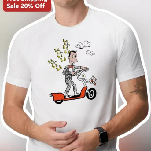 LA LA-LA Retro Cartoon Scooter Graphic Tee