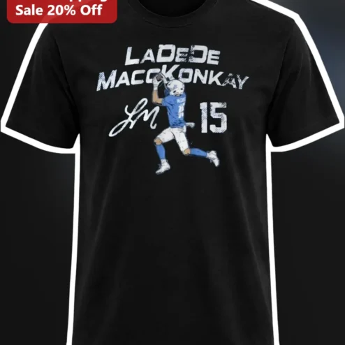 Ladd McConkey Los Angeles Chargers Football Player Silhouette Signature Tee