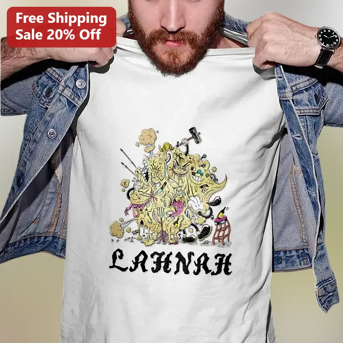 LAHNAH Tee Experimental Butt Rock Band Merch Graphic T-Shirt