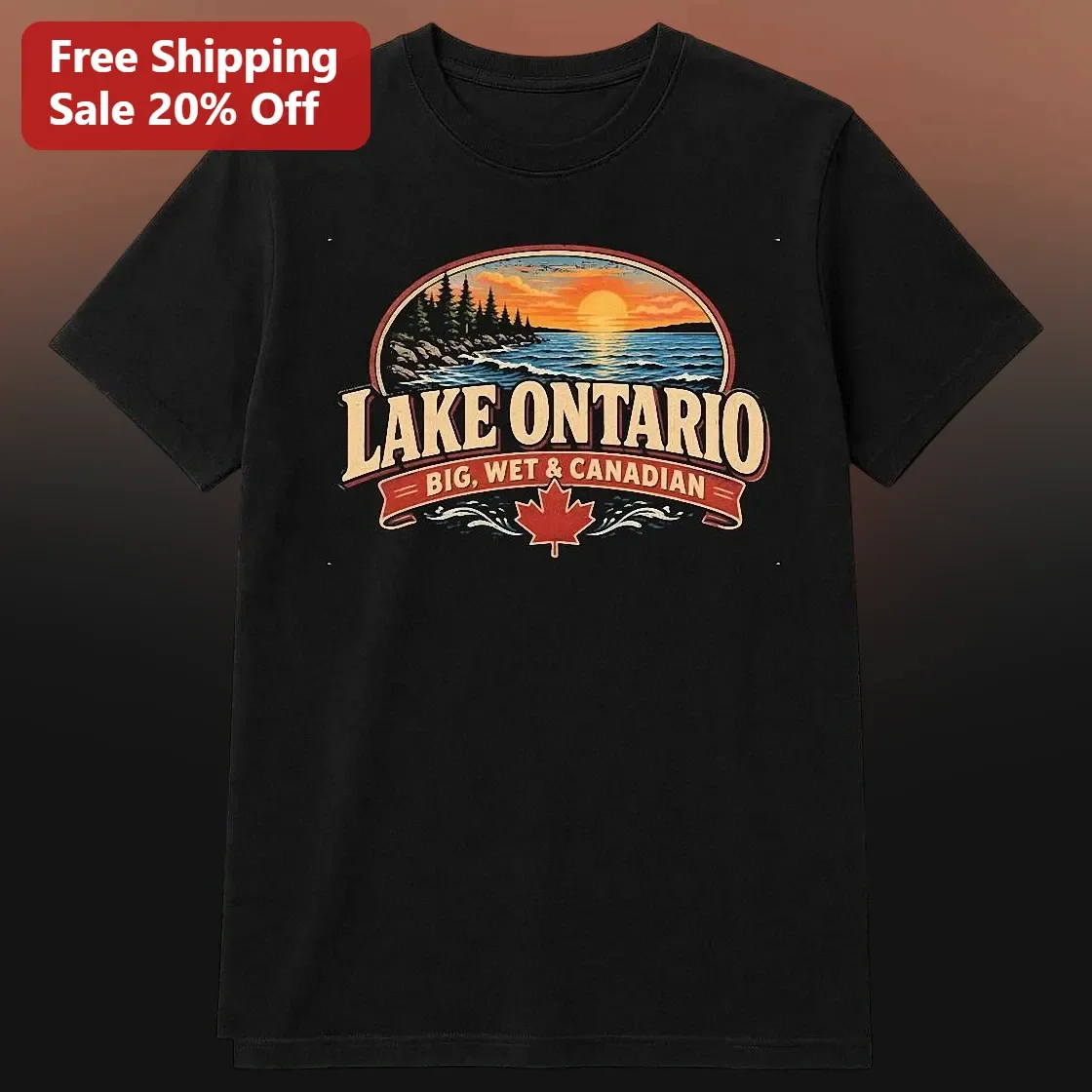 Lake Ontario Big Wet Canadian Retro Vintage Travel Graphic Tee Funny Souvenir Gift
