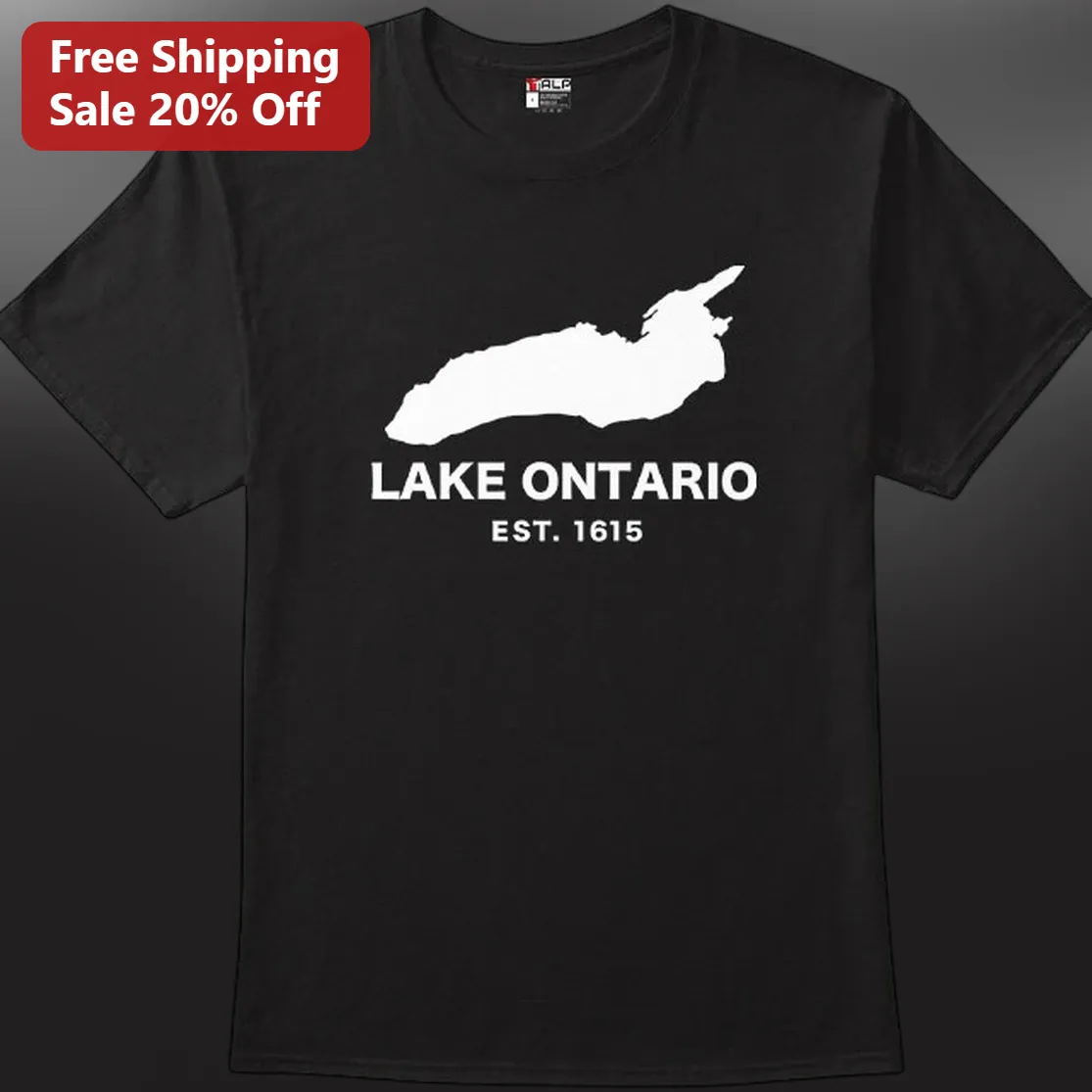 Lake Ontario Est Tee Vintage Great Lakes Map Shirt Gift for Ontario Residents and Lake Lovers