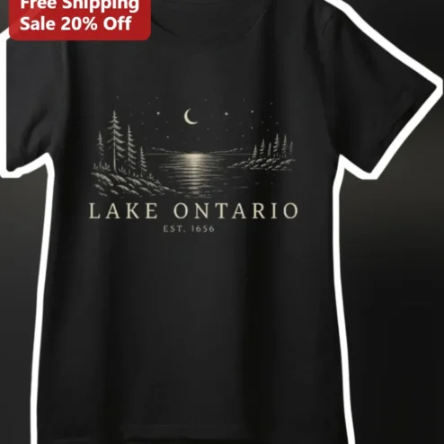Lake Ontario Est. Vintage Landscape Graphic Tee for Men Women