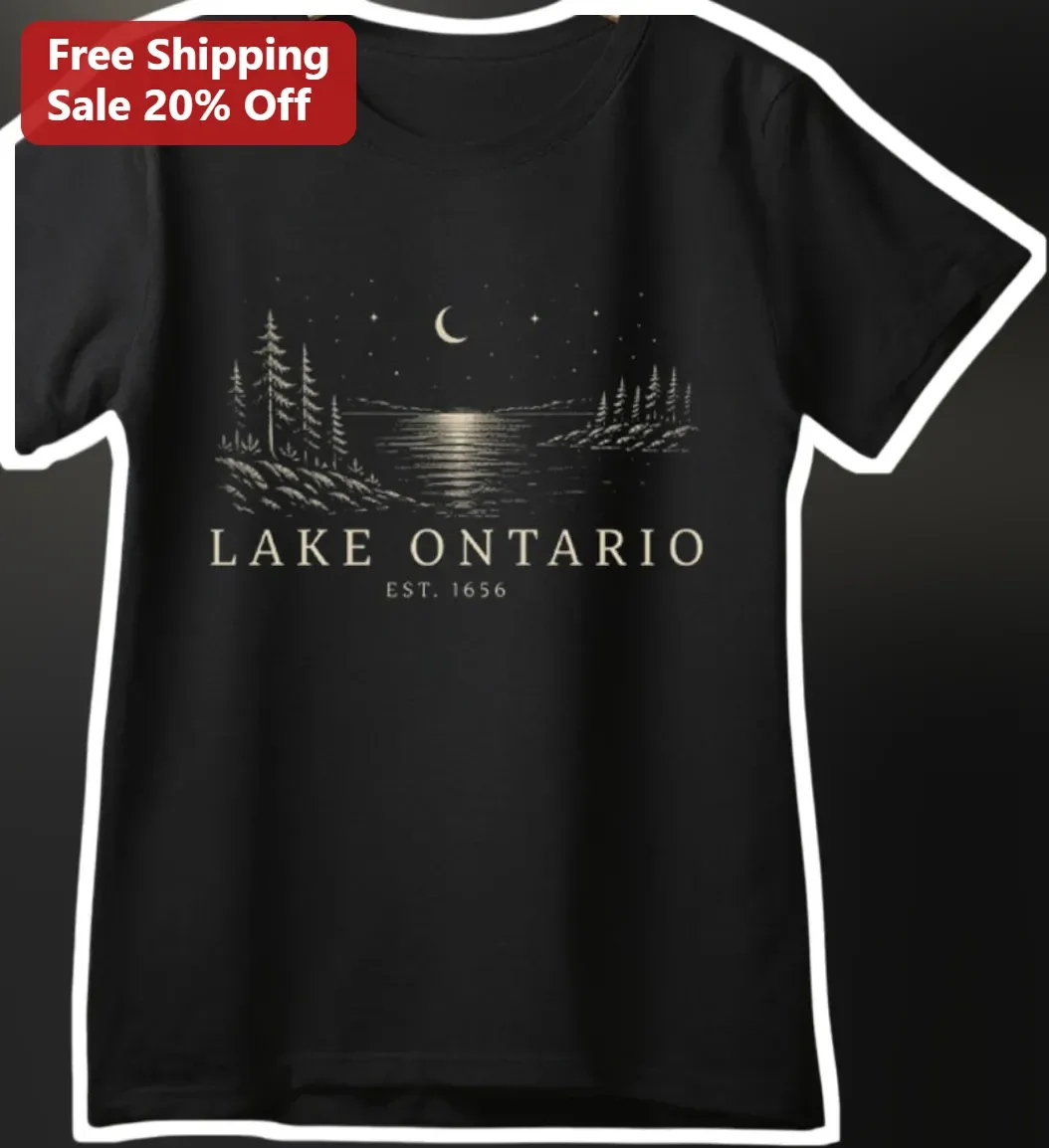 Lake Ontario Est Vintage Map Graphic Tee Great Lakes History Shirt