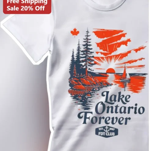 Lake Ontario Forever Tee Vintage Sunset Sailing Graphic Shirt for Locals and Tourists