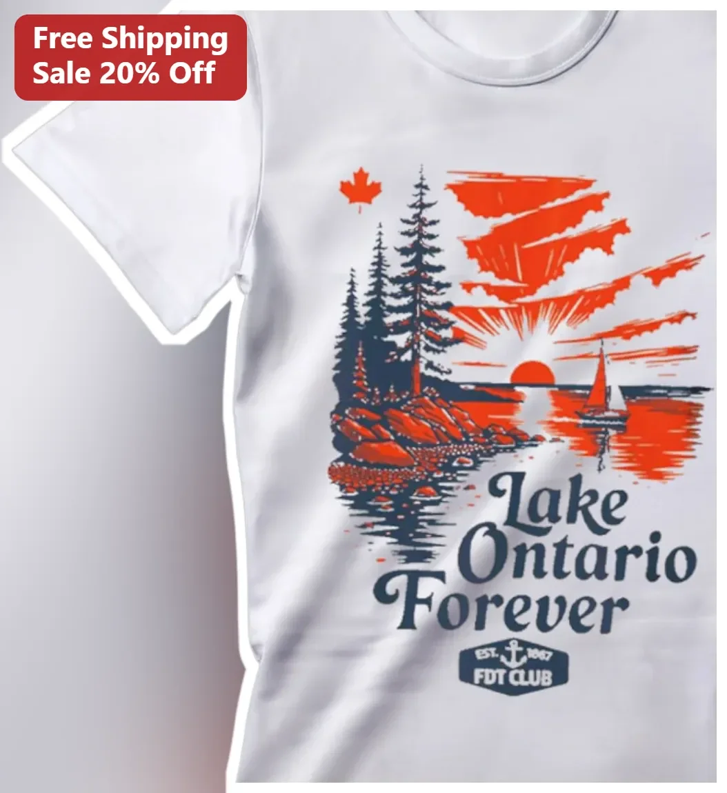 Lake Ontario Forever Tee Vintage Sunset Sailing Graphic Shirt for Locals and Tourists