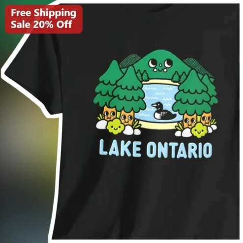Lake Ontario Kawaii Nature Graphic Tee Cute Canadian Souvenir Gift for Men Women