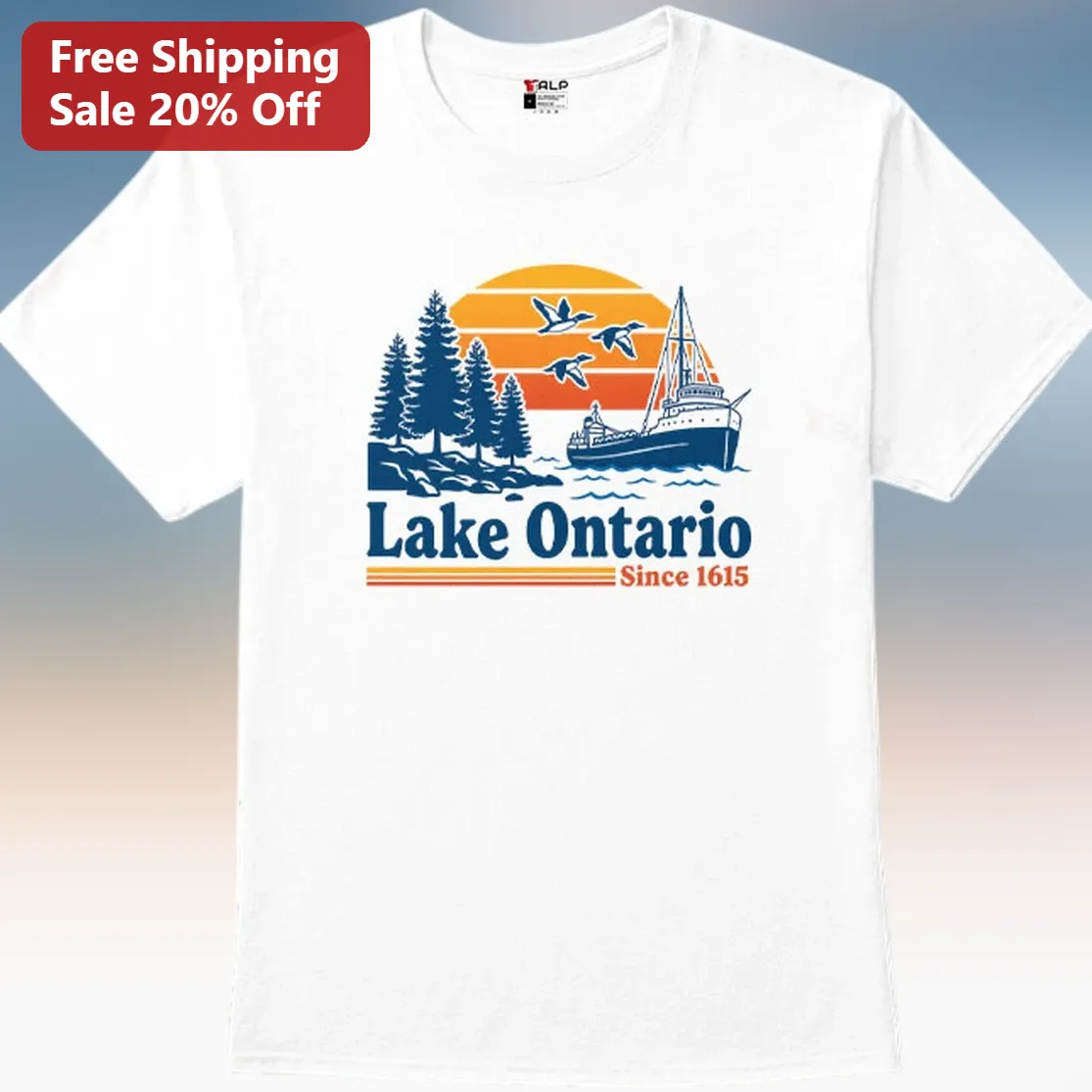 Lake Ontario Since Tee, Vintage Great Lakes Nautical Souvenir Shirt, Retro Sunset Boating Gift for Lake Lovers and Ontario Travelers