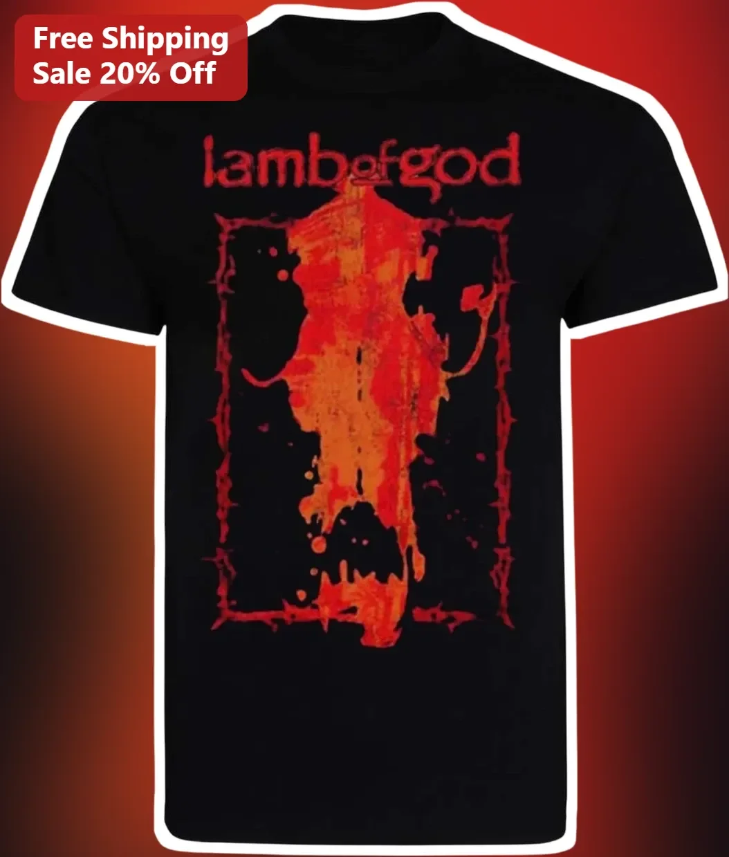 Lamb of God Tee Skull Graphic Heavy Metal Band Shirt for Men