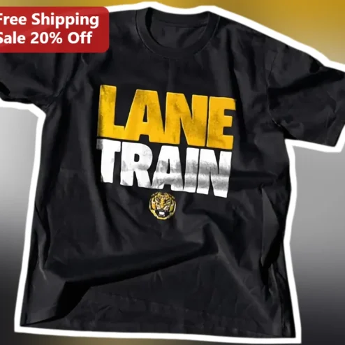 Lane Train Vintage Distressed Tiger Logo Graphic Tee for Men