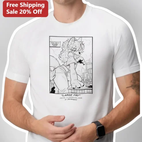 Large Fry Digital Illustration Jayrnski Anthro Wolf Comic Panel Graphic Tee