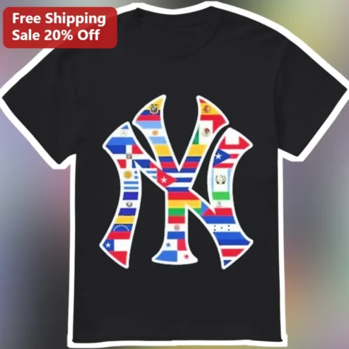 Latin Flags NY Logo Tee Hispanic Baseball Fan Latino Pride Gift