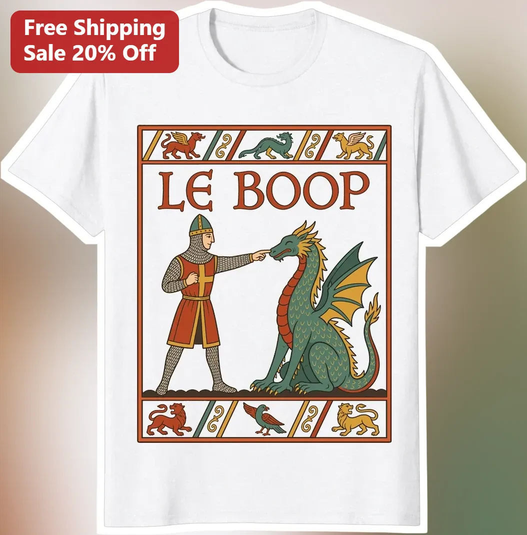 Le Boop Dragon Knight Medieval Fantasy Humor Graphic Tee Gift for D&D Players