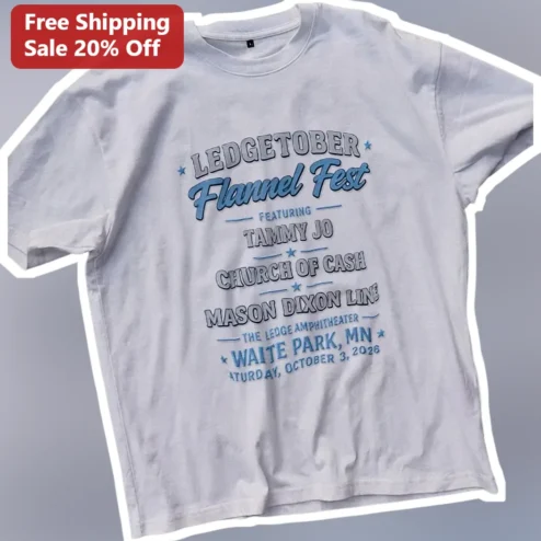 LEDGETOBER Flannel Fest Tee Vintage Concert Poster Graphic Shirt for Men Women
