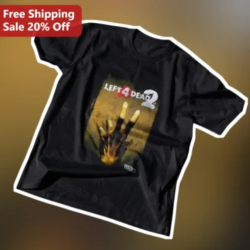 Left 4 Dead 2 Tee Zombie Hand Graphic Shirt Valve Game Merch Gift for Gamers