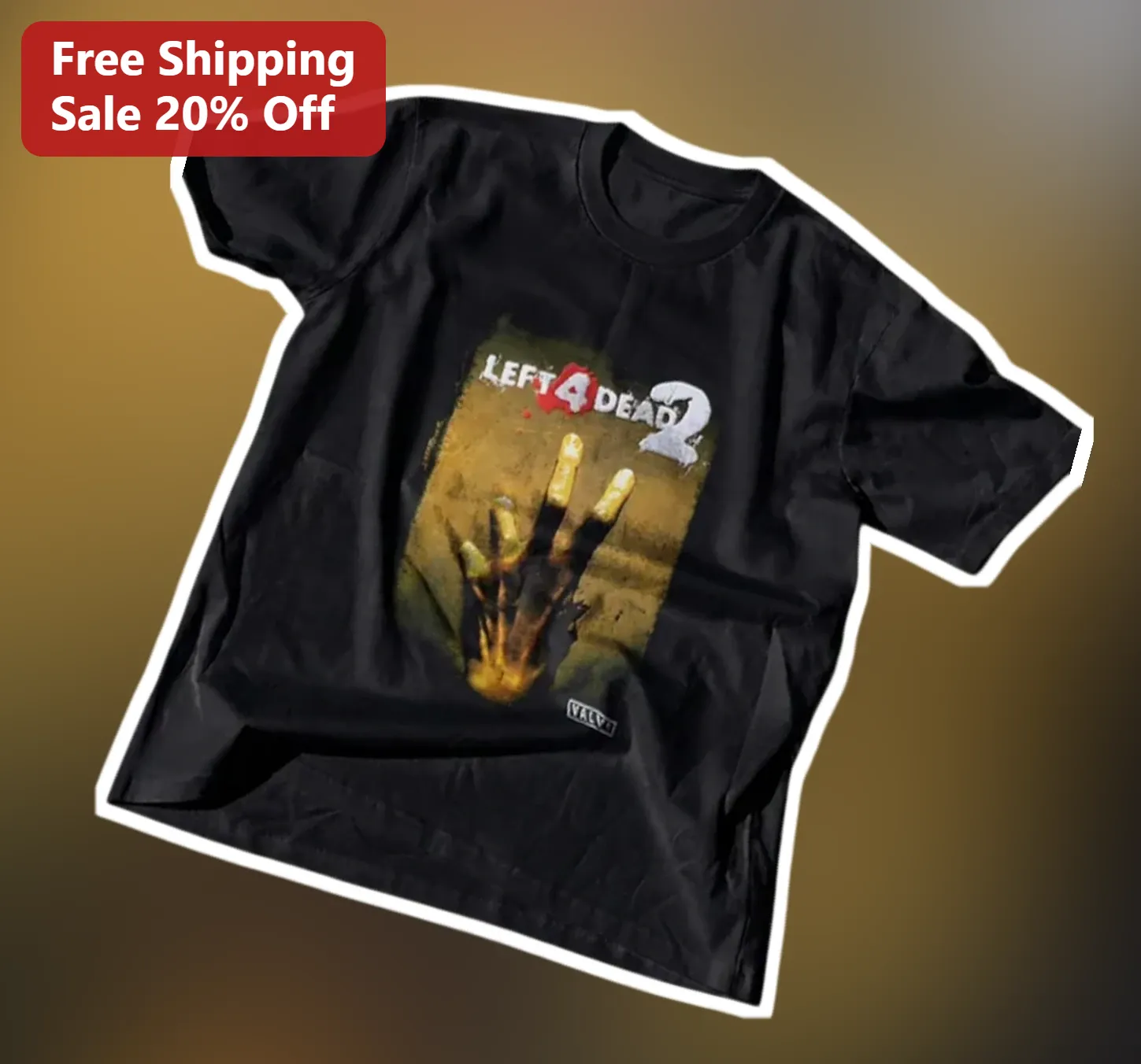 Left 4 Dead 2 Tee Zombie Hand Graphic Shirt Valve Game Merch Gift for Gamers