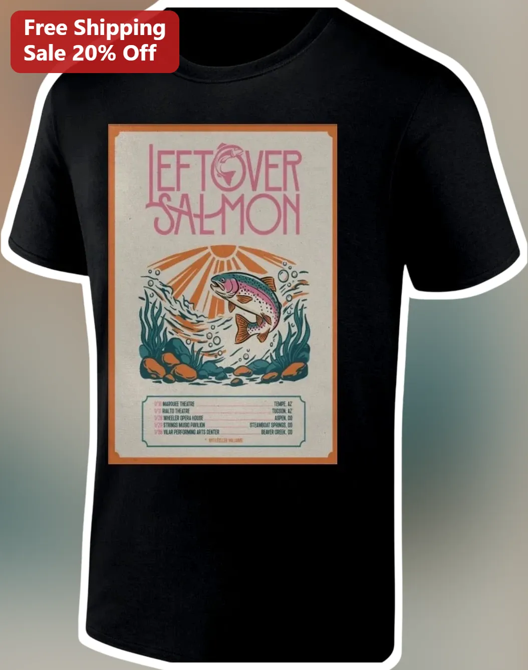 Leftover Salmon Tee Vintage Concert Poster Jam Band Merch Shirt