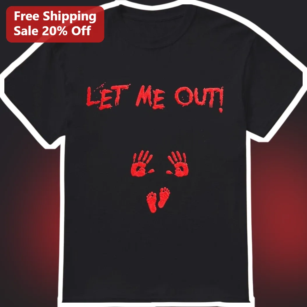 Let Me Out! Halloween Maternity Tee Funny Pregnant Belly Costume Shirt