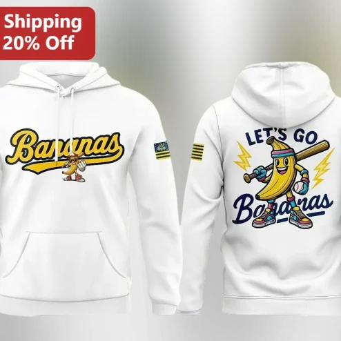 Let's Go Bananas Baseball Mascot Hoodie Funny Cartoon Fruit Pullover Gift
