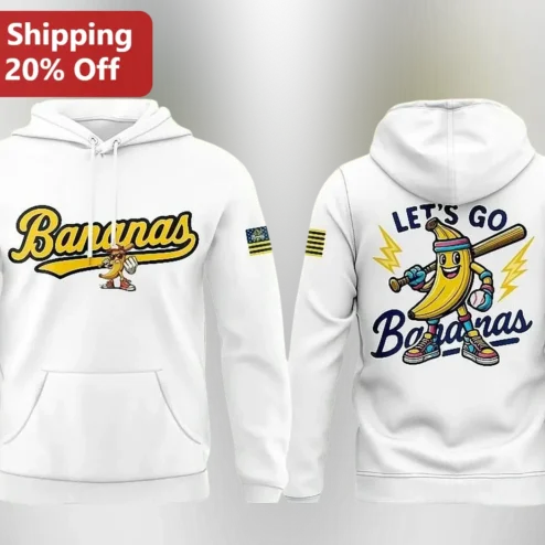 Let's Go Bananas Hoodie Funny Baseball Banana Mascot Graphic Sweatshirt for Kids Adults