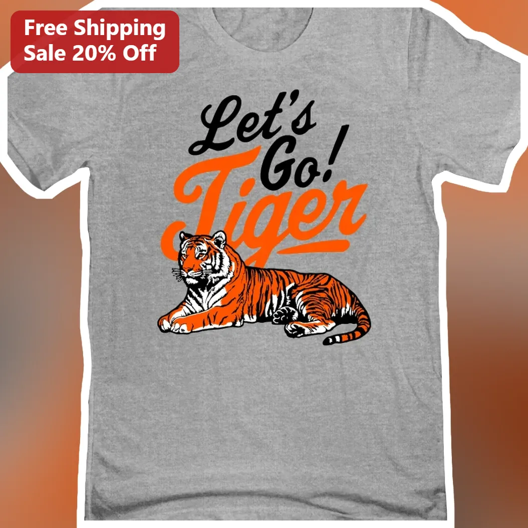 Let's Go! Tiger Graphic Tee Retro Collegiate Sports Mascot Shirt for Men Women