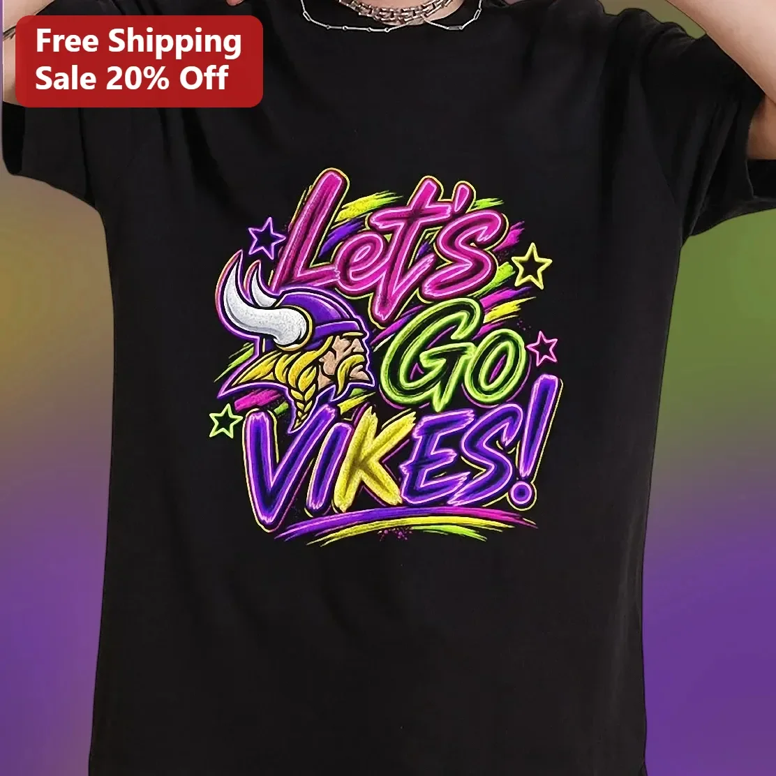 Let's Go Vikes! Minnesota Vikings Fan Graphic Tee Game Day Apparel