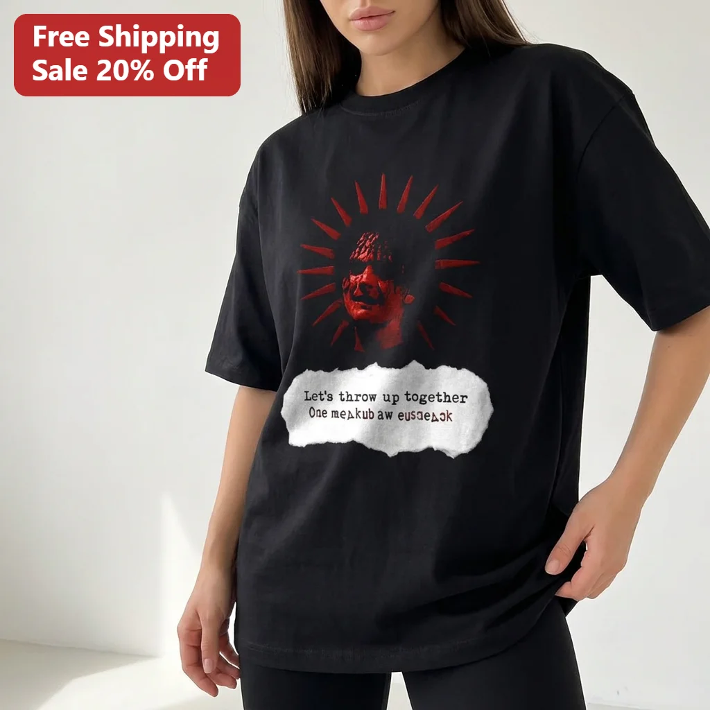 Let's Throw Up Together Tee, Edgy Surrealist Sunburst Graphic Shirt for Alternative Streetwear Fans