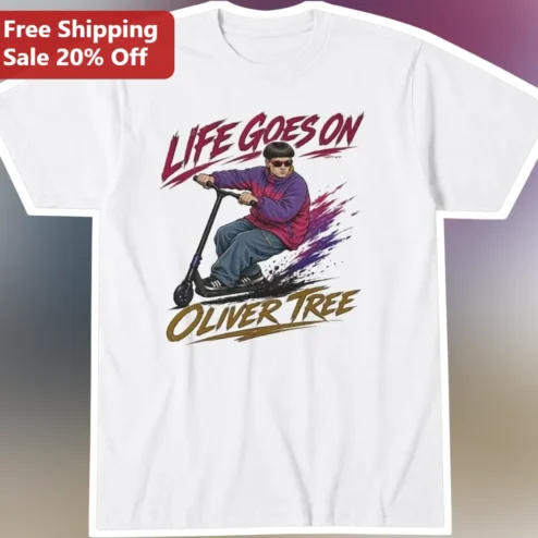 Life Goes On Oliver Tree Graphic Tee Retro Cartoon Scooter Singer Songwriter Shirt