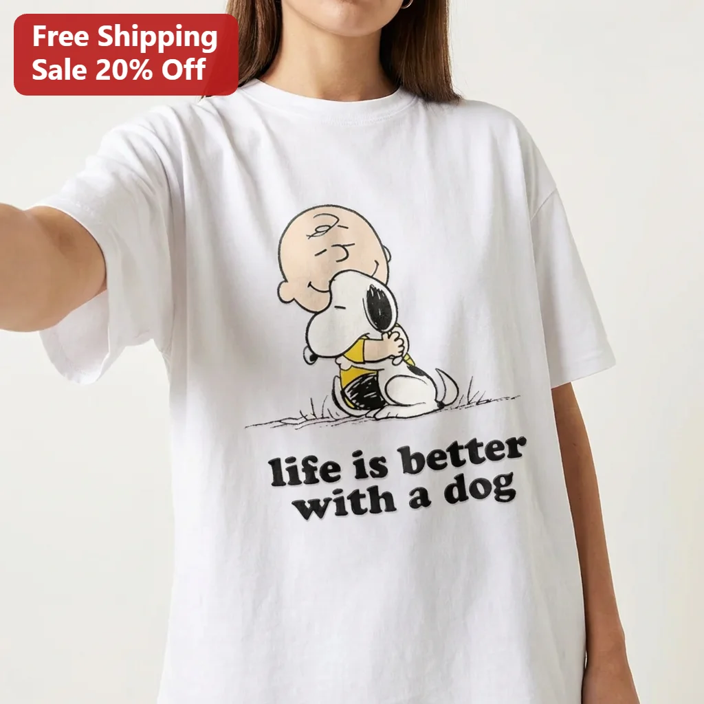 Life Is Better With A Dog Tee Charlie Brown And Snoopy Peanuts Graphic Shirt Gift For Dog Lovers