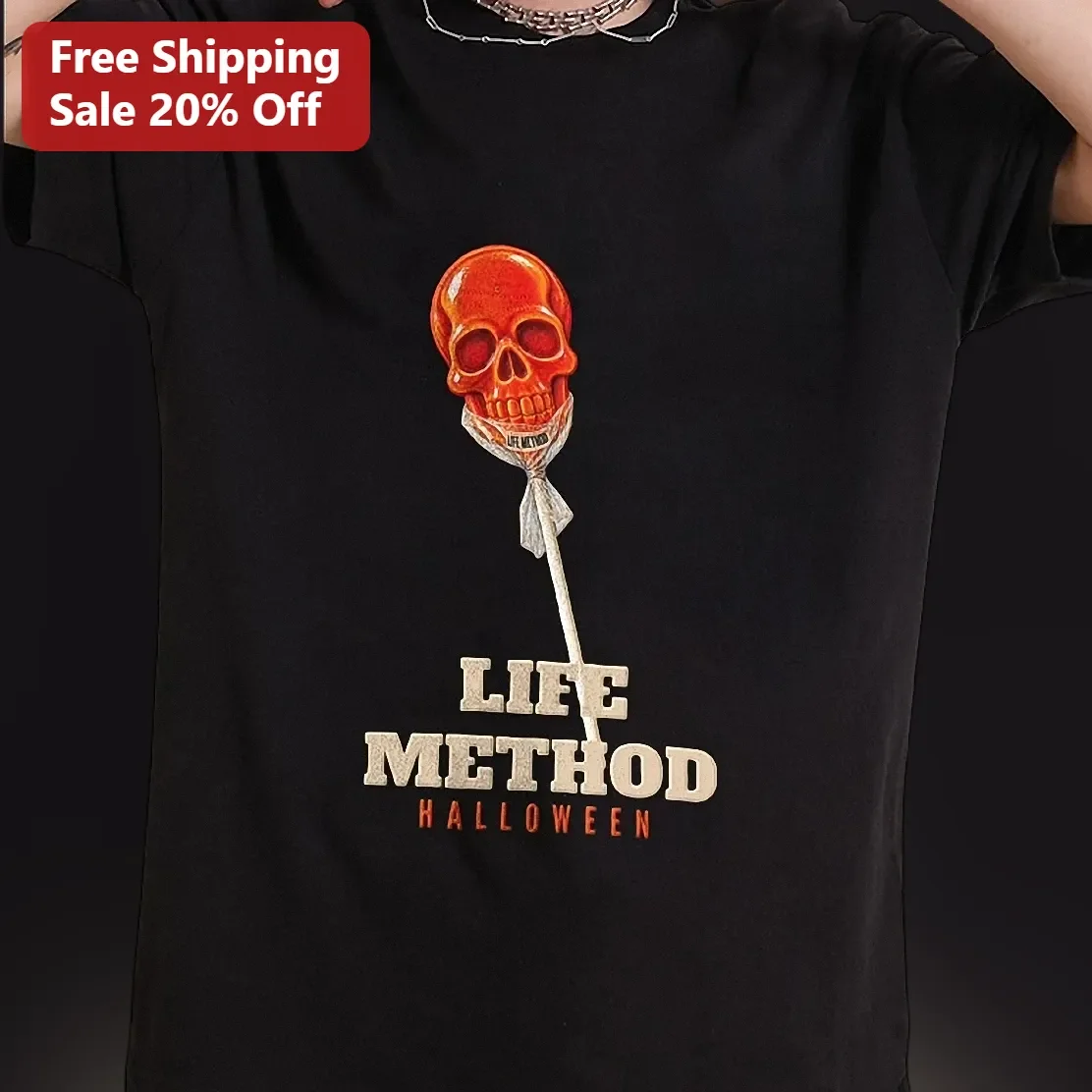 Life Method Halloween Tee Skull Candy Graphic Shirt Spooky Streetwear Gift
