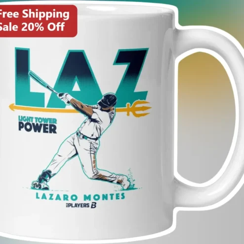 Light Tower Power Baseball Mug Seattle Mariners Fan Gift Lazaro Montes