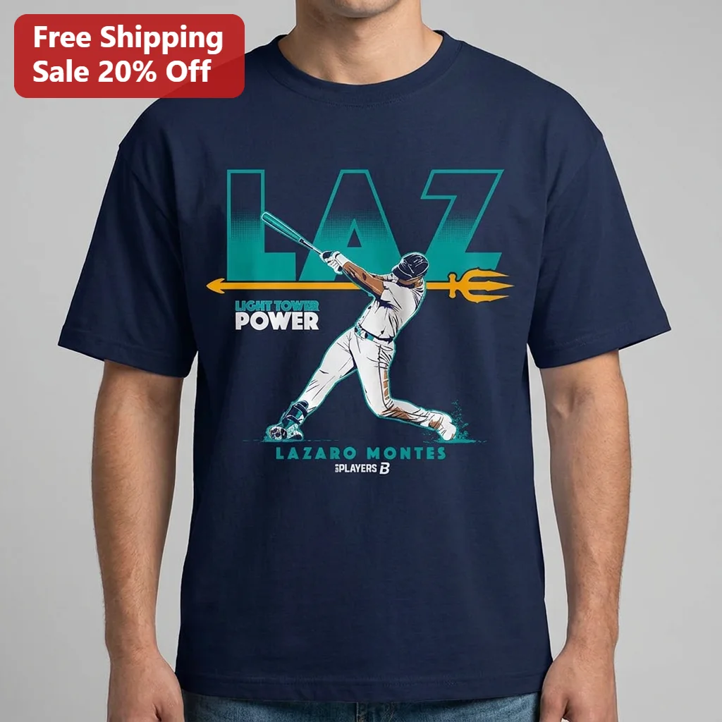 Light Tower Power Lazaro Montes Tee, Seattle Mariners Baseball Fan Gift