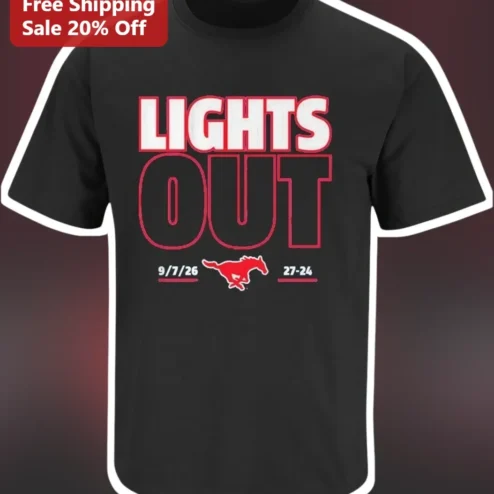 Lights Out SMU Mustangs College Football Fan Graphic Tee Gift for Men Women