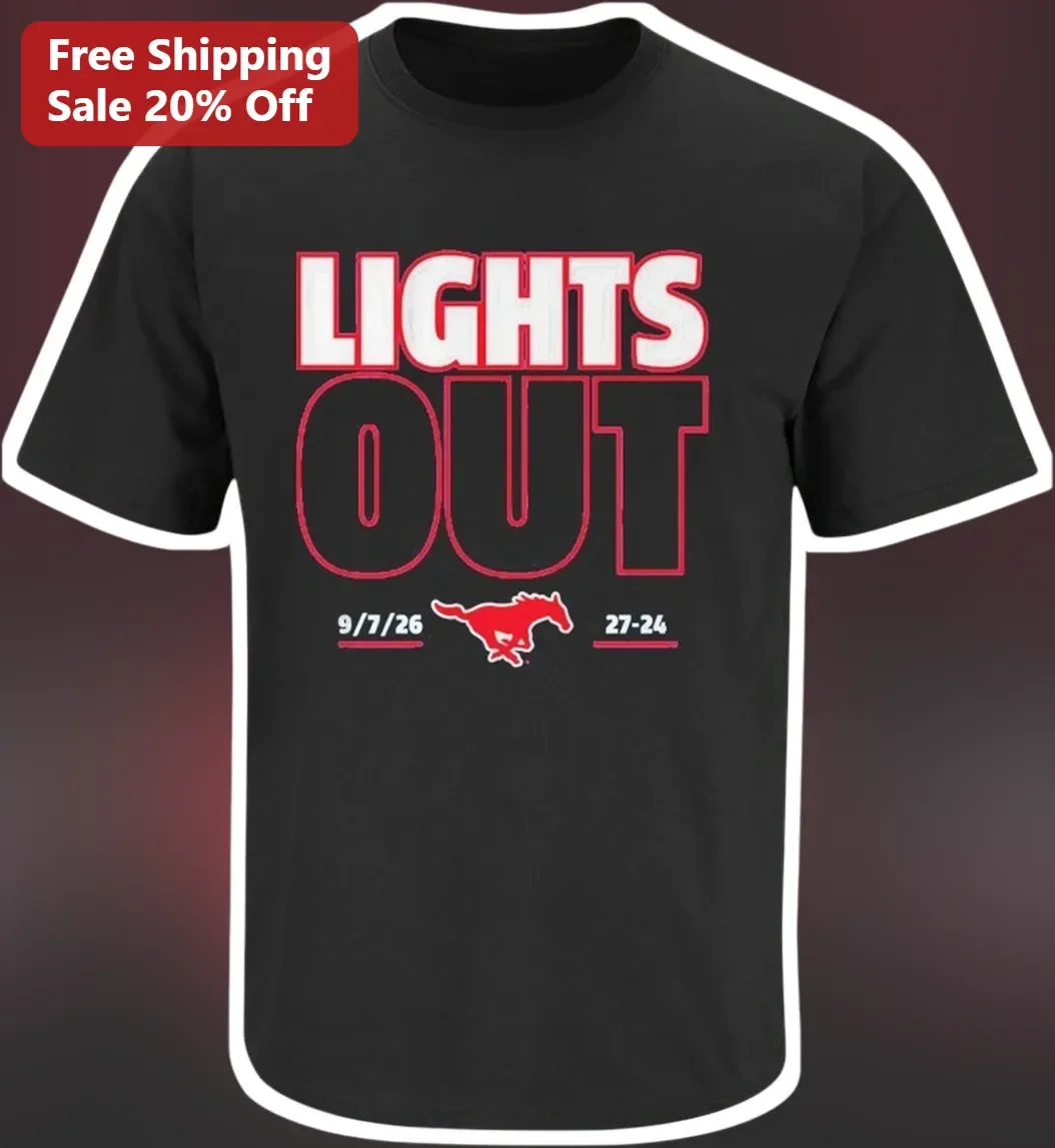 Lights Out SMU Mustangs College Football Fan Graphic Tee Gift for Men Women