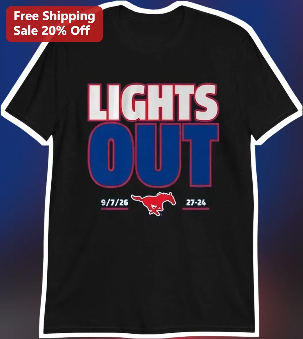 Lights Out SMU Mustangs Football Graphic Tee College Game Day Fan Gear Gift for Men Women