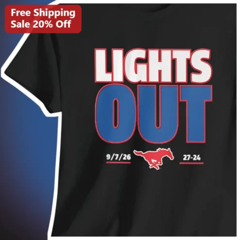 Lights Out SMU Mustangs Football Graphic Tee College Sports Fan Gift