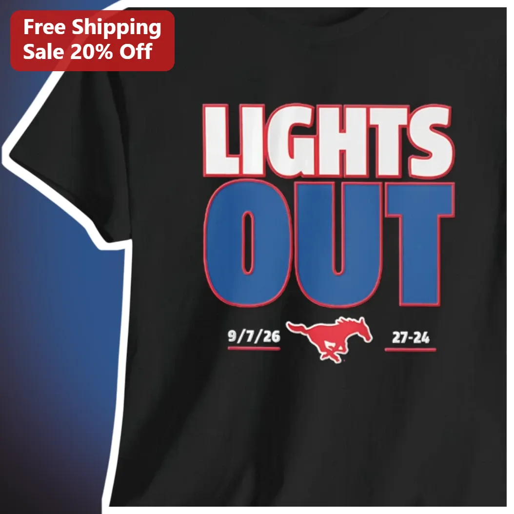 Lights Out SMU Mustangs Football Graphic Tee College Sports Fan Gift