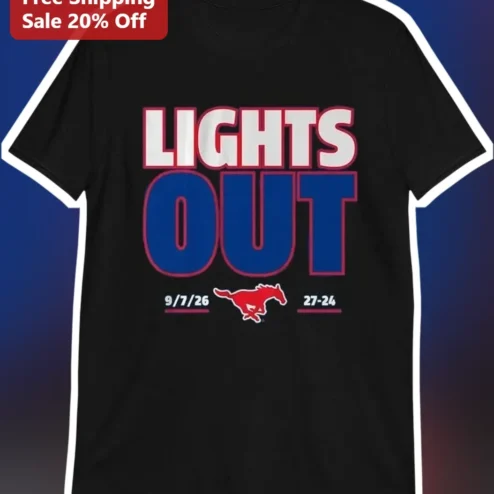 Lights Out SMU Mustangs Football Tee Gift for Men Women College Game Day Apparel