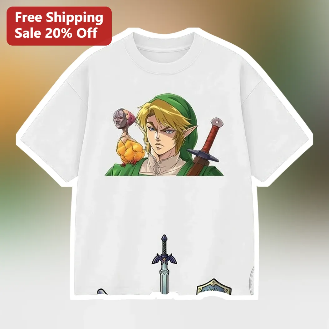 Link Tee Anime Gaming Graphic Shirt, Master Sword Gamer Gift for Legend of Zelda Fans