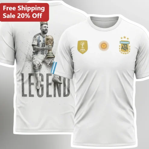 Lionel Messi Legend Graphic Tee Argentina World Cup Champion Soccer Fan Gift