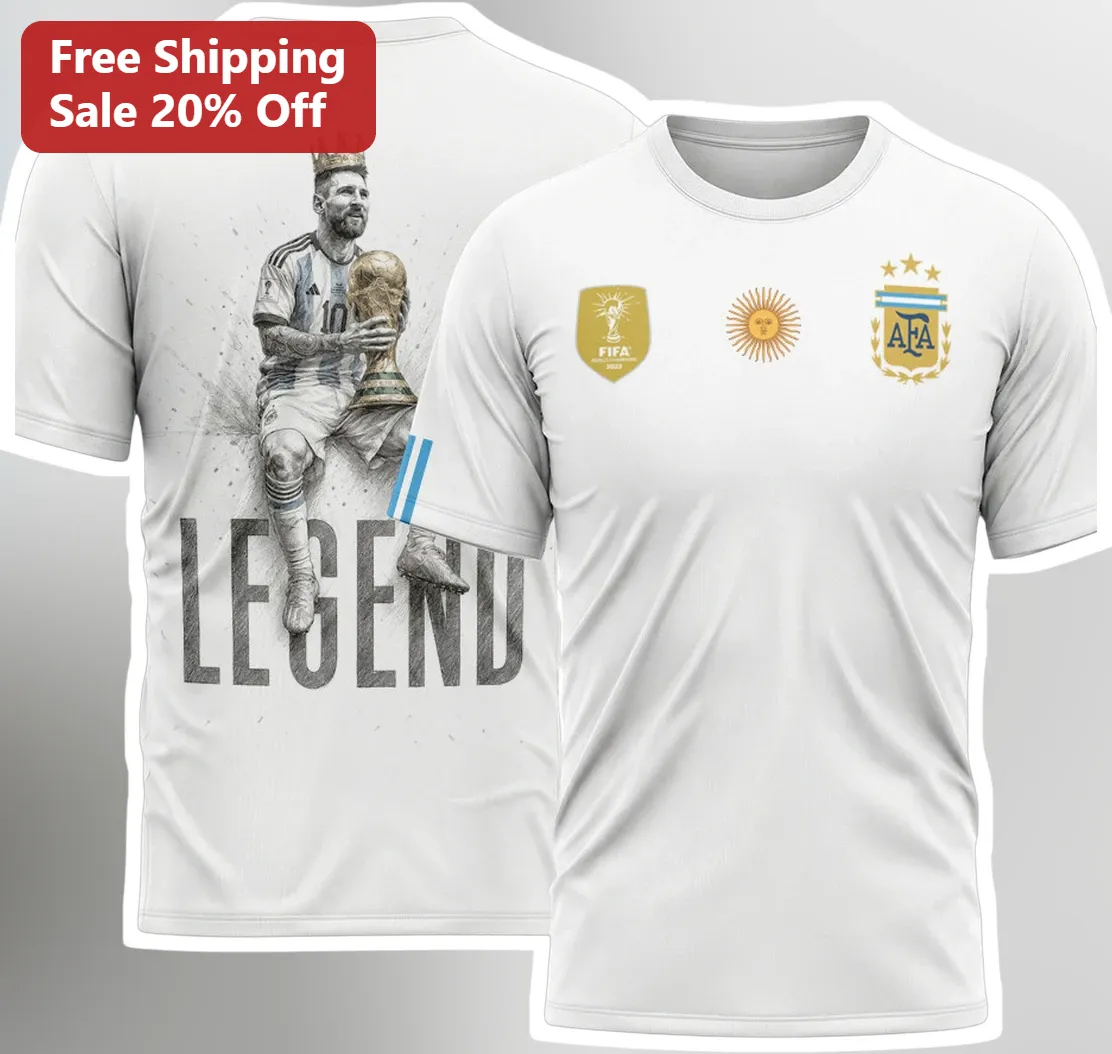Lionel Messi Legend Graphic Tee Argentina World Cup Champion Soccer Fan Gift