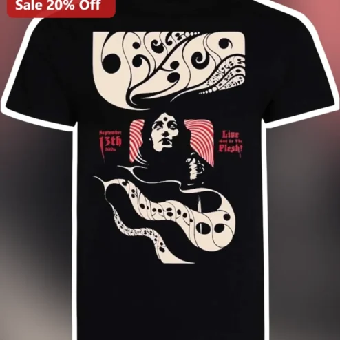 Live and In The Flesh Meat Loaf Graphic Tee Vintage Psychedelic Rock Concert Shirt for Music Fans