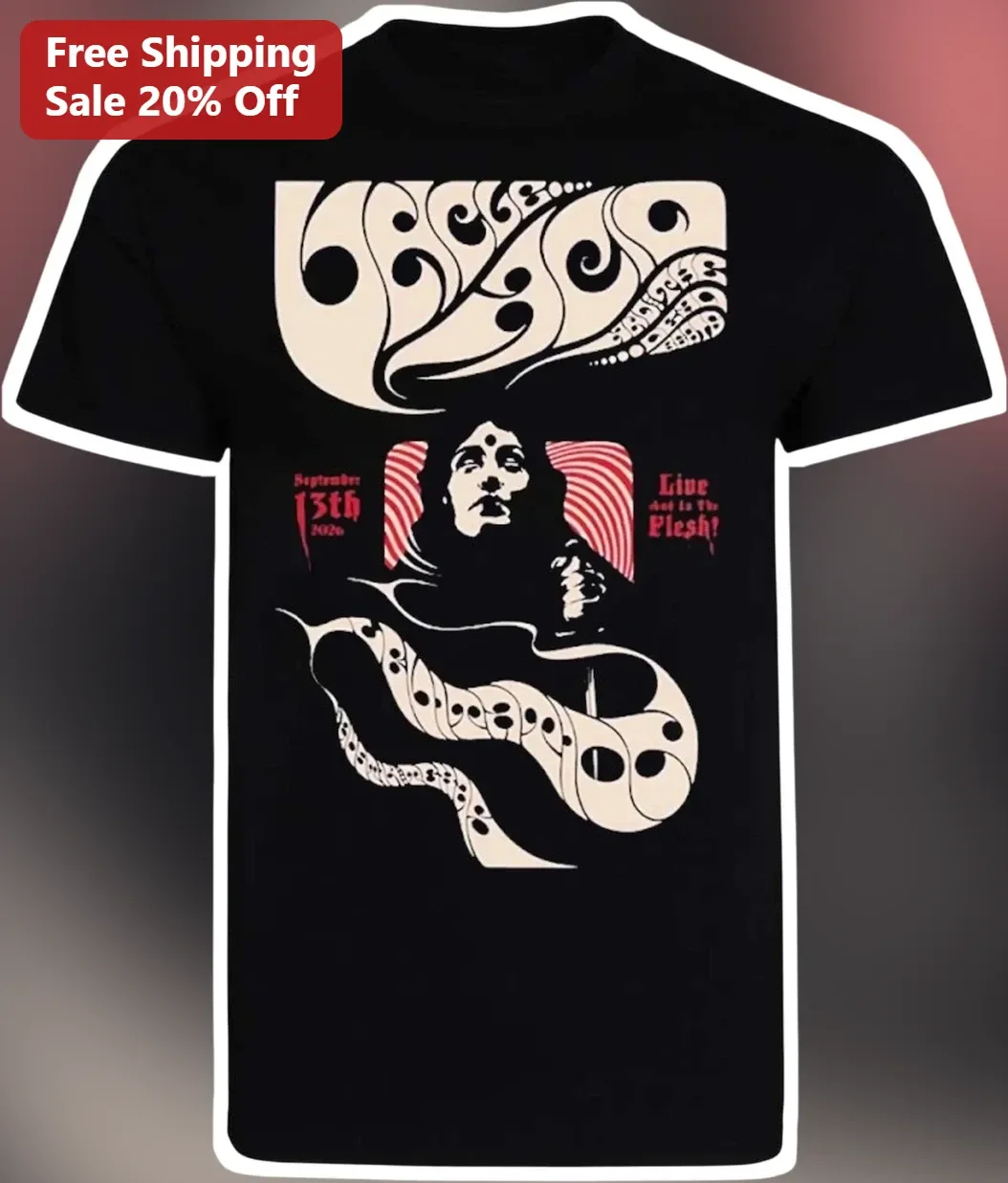 Live and In The Flesh Meat Loaf Graphic Tee Vintage Psychedelic Rock Concert Shirt for Music Fans